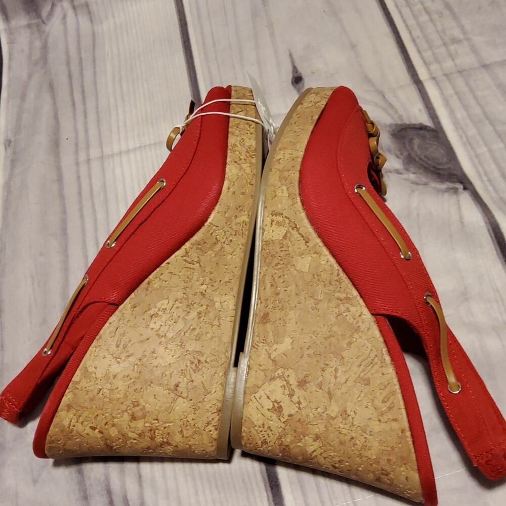 Dexter peep toe red Wedges 8.5 - Picture 2 of 8